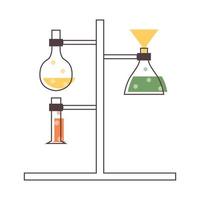 set con apparecchiature di laboratorio medico. supporto con provetta. illustrazione piatta con soletta vettore