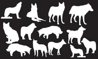 disegno dell'illustrazione di vettore della raccolta della siluetta del lupo
