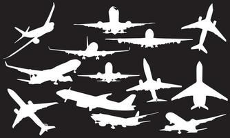 disegno dell'illustrazione di vettore dell'aeroplano collezione di sfondo bianco e nero