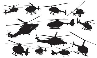 disegno di illustrazione vettoriale della raccolta di sfondo bianco e nero dell'elicottero