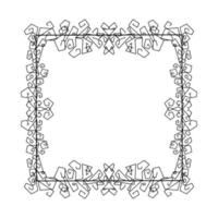 cornice scarabocchio. motivi floreali e geometrici.immagine in bianco e nero.disegno di contorno a mano.immagine vettoriale