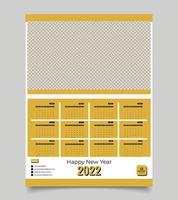 modello di progettazione del calendario. calendario da parete design 2022. vettore