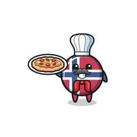 personaggio della bandiera della Norvegia come mascotte dello chef italiano vettore