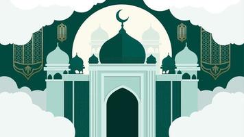 design di sfondo islamico con illustrazione della moschea per il design del desktop o il design del sito Web vettore