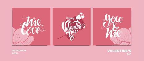 design di san valentino con saluto come post sui social media vettore