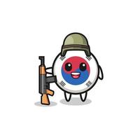 simpatica mascotte della bandiera della Corea del Sud come soldato vettore
