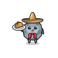 mascotte chef messicano di pietra che tiene un taco vettore