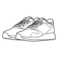 contorno di sneaker disegnato a mano. disegno vettoriale, sneaker linea nera. illustrazione vettoriale. vettore