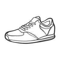 contorno di sneaker disegnato a mano. disegno vettoriale, sneaker linea nera. illustrazione vettoriale. vettore