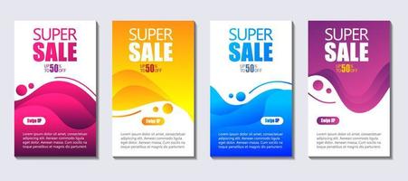 fluido moderno per il design di banner di vendita super. modello di promozione banner sconto. sfondo fluido astratto. banner di super vendita. vettore