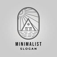 icona del logo dell'arte della linea della cabina disegno vettoriale minimalista dell'illustrazione