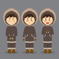 personaggio eschimese dell'alaska con varie espressioni vettore