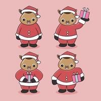 cartone animato asino che indossa abiti da Babbo Natale vettore