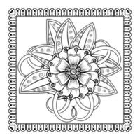 fiore mehndi per henné, mehndi, tatuaggio, decorazione. ornamento decorativo in stile etnico orientale, ornamento scarabocchio, disegno a mano contorno. pagina del libro da colorare. vettore