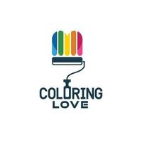 logo d'amore da colorare, illustrazione vettoriale di amore e vita felice, colore felice per i tuoi affari allegri.