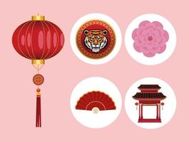 cinque icone cinesi del nuovo anno vettore