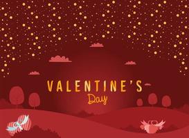 paesaggio rosso di san valentino vettore