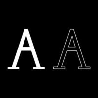 simbolo alfa greco lettera maiuscola carattere maiuscolo icona contorno set colore bianco illustrazione vettoriale immagine in stile piatto