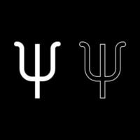 psi simbolo greco lettera minuscola carattere minuscolo icona contorno set colore bianco illustrazione vettoriale immagine in stile piatto