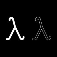 lambda simbolo greco lettera minuscola carattere minuscolo icona contorno set colore bianco illustrazione vettoriale immagine in stile piatto