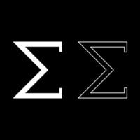 sigma simbolo greco lettera maiuscola carattere maiuscolo icona contorno set colore bianco illustrazione vettoriale immagine in stile piatto
