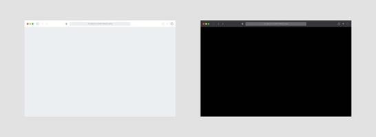 finestra del modello di browser vuota su sfondo bianco. vettore di progettazione dell'interfaccia utente in modalità chiara e scura.