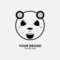 logo dal design unico a doppio significato a forma di panda e tazza, tavolo e piatto vettore