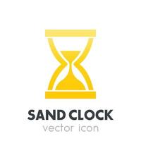 orologio di sabbia, icona a clessidra su bianco vettore