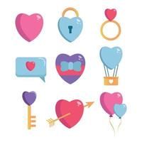 collezione di icone del cuore vettore