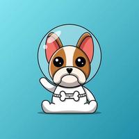 carino astronauta cane boston terrier, illustrazione vettoriale eps.10