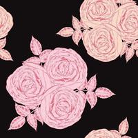 motivo floreale senza cuciture bellissimi fiori di rosa rosa su sfondo nero illustrazione vettoriale disegno a mano per il design della stampa del tessuto