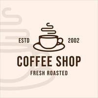 tazza o tazza coffee shop logo line art vintage illustrazione vettoriale modello icona graphic design. bevanda o bevanda segno o simbolo per affari