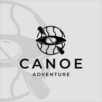 paddle o canottaggio logo line art semplice minimalista vettore logo illustrazione modello icona grafica design . kayak canoa kayak segno o simbolo per sport estremi o viaggi d'affari con badge circolare