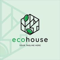 eco house logo illustrazione vettoriale modello icona graphic design. edilizia e architettura con natura foglia per affari e aziende