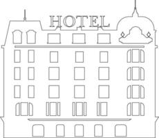 adesivo dell'hotel reale su sfondo bianco. simbolo dell'icona dell'hotel in bianco e nero. adesivo dell'hotel di vettore