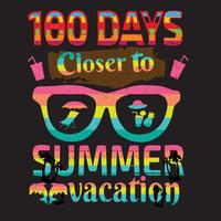 100 giorni di design della maglietta della scuola per le vacanze estive vettore