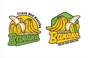 collezione vettoriale di design con logo banana dolce e gustosa