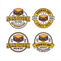 collezione di loghi di design vettoriale badge sandwich shop