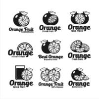 collezione di logo di disegno vettoriale di frutta succo d'arancia
