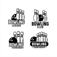 loghi campionato torneo bowling set vettore