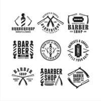loghi delle collezioni di tagli di capelli e rasature da barbiere vettore