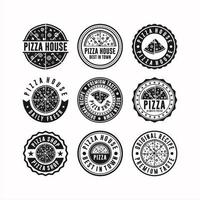 collezione di francobolli di badge pizza house vettore