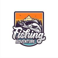 logo di disegno vettoriale avventura di pesca
