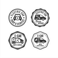 francobolli badge collezione di auto elettriche vettore