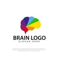 arcobaleno colorato cervello design logo creativo, simbolo, medico, modello di progettazione vettore