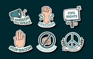 collezione di adesivi per la campagna per i diritti civili vettore