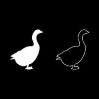 oca gosling oche anser gander silhouette colore bianco illustrazione vettoriale immagine in stile contorno solido