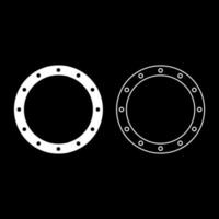 guarnizione in gomma con fori tenuta ad anello tenuta o-ring di tenuta icona reten colore bianco illustrazione vettoriale set di immagini in stile piatto