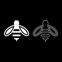 icona miele d'api colore bianco illustrazione vettoriale set di immagini in stile piatto