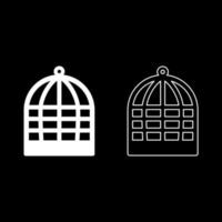 gabbia per silhouette di uccelli icona del concetto di cattività vintage colore bianco illustrazione vettoriale set di immagini in stile piatto